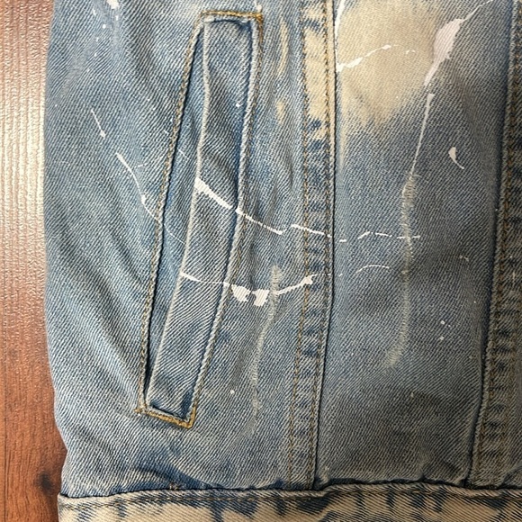 Rolling Paper Sleeveless Heavily Distressed Jean Jacket Rockabilly Vest XL - Picture 4 of 9